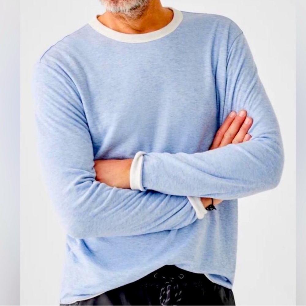 Pristine FAHERTY cloud reversible crew in ivory heather/light blue heather XXL - Picture 14 of 14